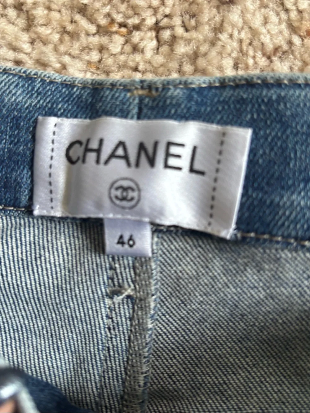 Chanel CC Logo Denim Straight Leg Jeans Size 42